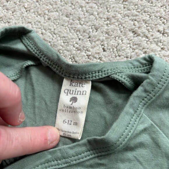 Kate Quinn sage green bamboo kimono bodysuit and rainbow booties - Picture 6 of 6